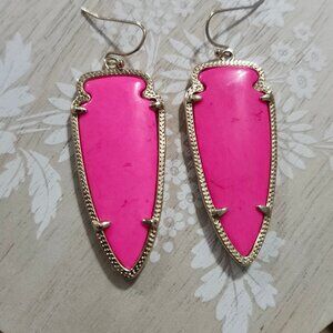 Kendra Scott Neon Pink Arrow Arrowhead Skylar Gold Drop Earrings